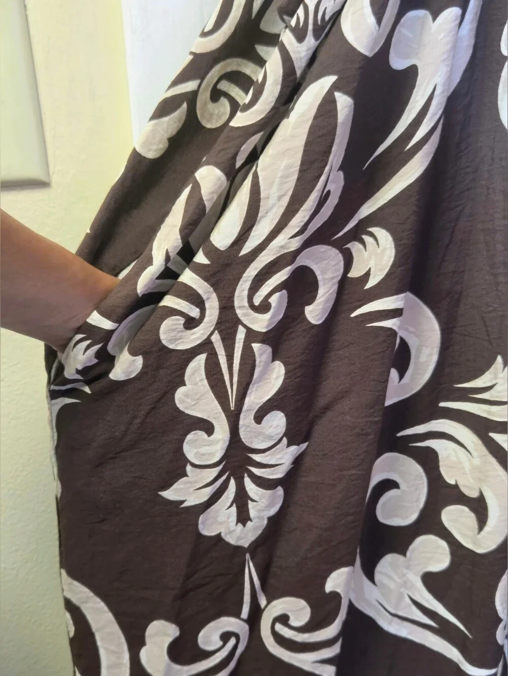 Abercrombie & Fitch Damask Print Side Cutout Puff Sleeve Maxi Dress XL